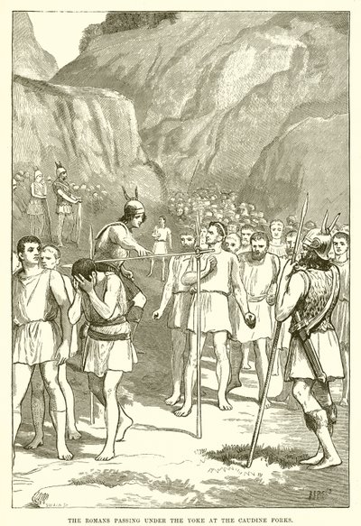Los romanos pasando bajo el yugo en las Horcas Caudinas de English School