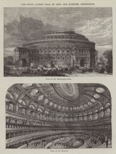 El Royal Albert Hall de Artes y Ciencias, Kensington (grabado) de English School