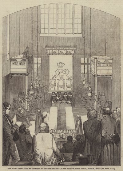 El Asentimiento Real dado por Comisión al Nuevo Proyecto de Ley del Maíz, en la Cámara de los Lores, Viernes, 26 de Junio de 1846 de English School