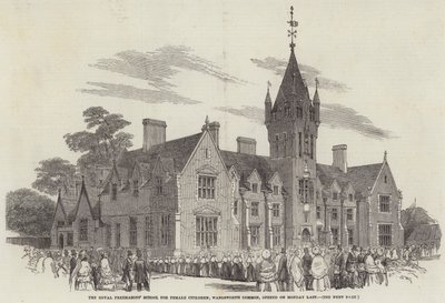 La Escuela Real de Masones para Niñas, Wandsworth Common, inaugurada el lunes pasado (grabado) de English School