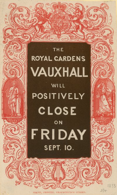 Los Jardines Reales de Vauxhall cerrarán positivamente de English School