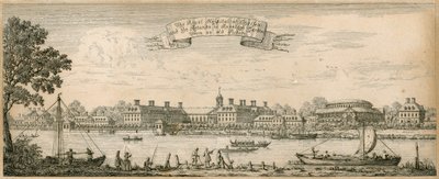 El Hospital Real en Chelsea y la Rotonda en los Jardines de Ranelagh de una imagen antigua de English School