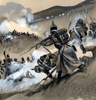 Los Royal Marines luchando brillantemente en la Guerra de Crimea de English School