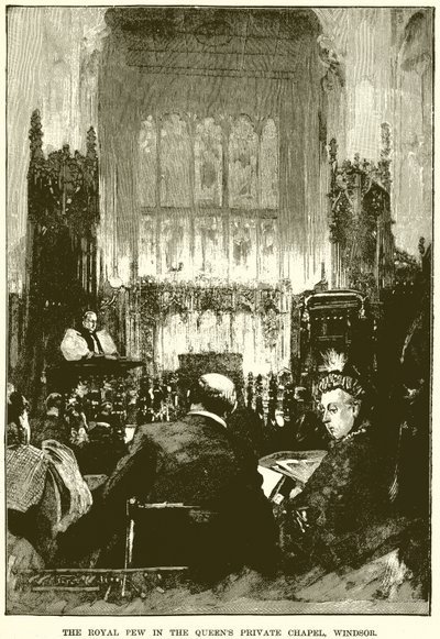 El banco real en la capilla privada de la Reina, Windsor de English School