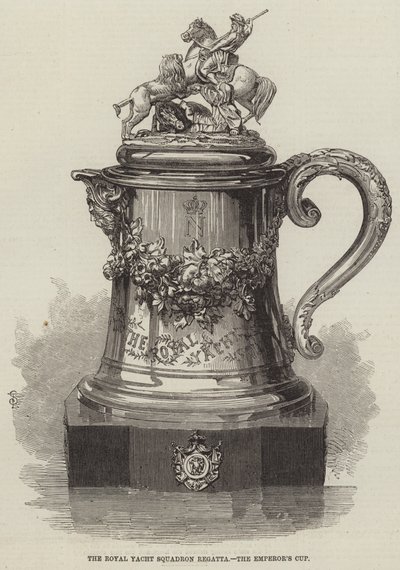 Regata del Escuadrón Real de Yates, la Copa del Emperador (grabado) de English School