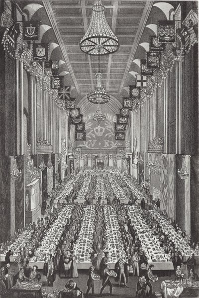 El banquete real en Guildhall el 9 de noviembre de 1837 de English School