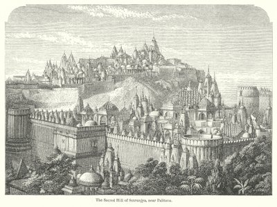 La colina sagrada de Sutrunjya, cerca de Palitana (grabado) de English School