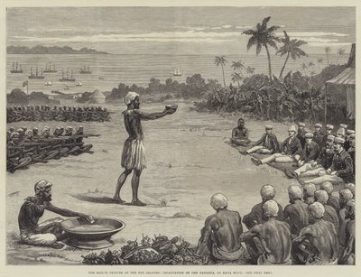 Los príncipes marineros en las islas Fiyi, encantamiento del Yangona o cuenco de Kava de English School