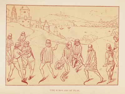 The Scholars at Play (litografía en color) de English School
