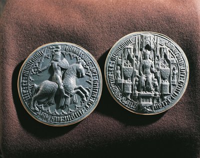 El sello del rey Eduardo III de Inglaterra (metal) de English School