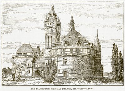 El Shakespeare Memorial Theatre, Stratford-on-Avon (grabado) de English School