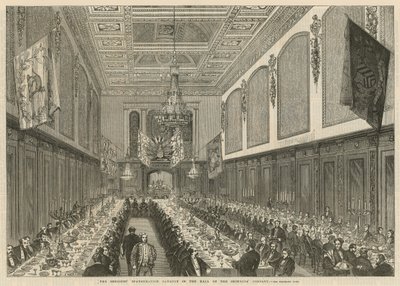 Banquete de inauguración de los Sheriffs en el salón de la Compañía de Peleteros de English School