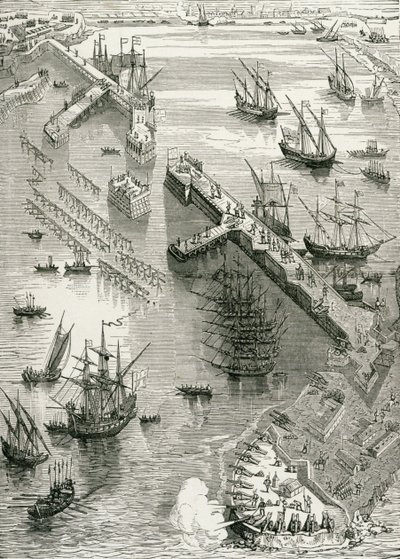 El asedio de Rochelle, de La historia de Francia, por Emile de Bonnechose, publicado por Ward, Lock and Co, Londres de English School