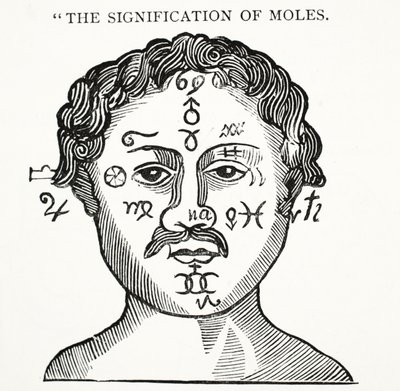El significado de los lunares, ilustración de Chap-books del Siglo XVIII de John Ashton, pub. 1882 de English School