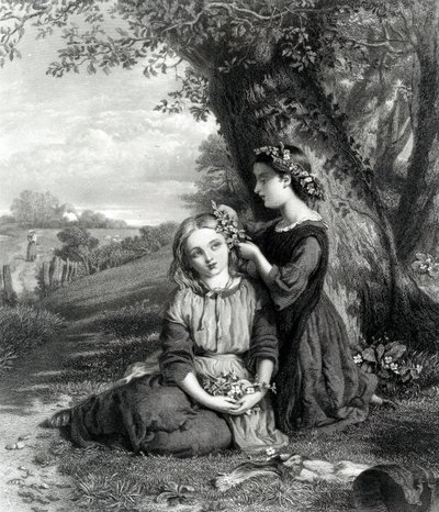 Las hermanas, publicado en el Art Journal, grabado por C. Cousen, 1867 de English School