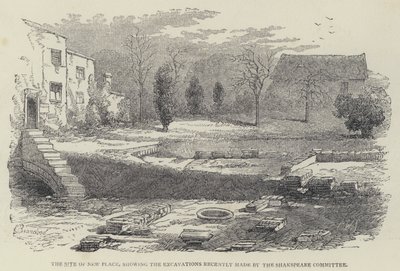 El Sitio de New Place, mostrando las Excavaciones recientemente realizadas por el Comité de Shakespeare de English School