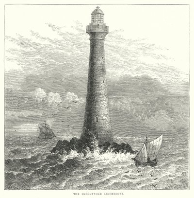 El faro de Skerryvore (grabado) de English School