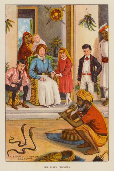El encantador de serpientes (litografia en color) de English School