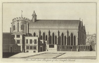 Vista Sureste de la Iglesia del Templo, Londres de English School
