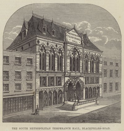 El Salón de la Templanza Metropolitana del Sur, Blackfriars-Road (grabado) de English School