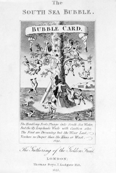 La burbuja del Mar del Sur, grabado por Thomas Boys, 1825 de English School