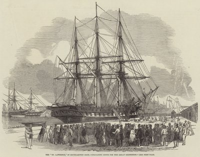 El "San Lorenzo," en el Muelle de Southampton, descargando Mercancías para la Gran Exposición (grabado) de English School