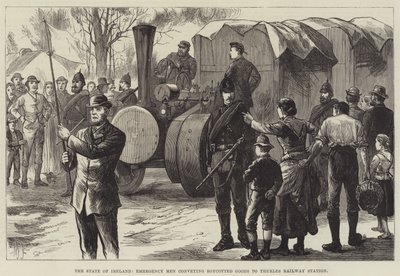 El Estado de Irlanda, Hombres de Emergencia Transportando Bienes Boicoteados a la Estación de Ferrocarril de Thurles de English School