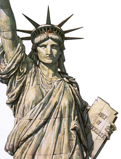 La Estatua de la Libertad en la isla de Bedloe, Nueva York de English School