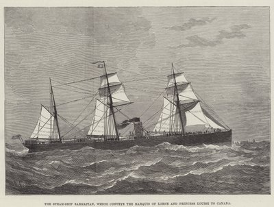 El Vapor Sarmatian, que transporta al Marqués de Lorne y la Princesa Louise a Canadá (grabado) de English School