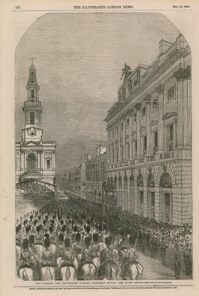 El Strand - la procesión pasando por Somerset House - los Scots Greys de English School