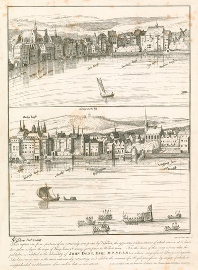The Strand, Londres, desde el río Támesis en el siglo XVII de English School