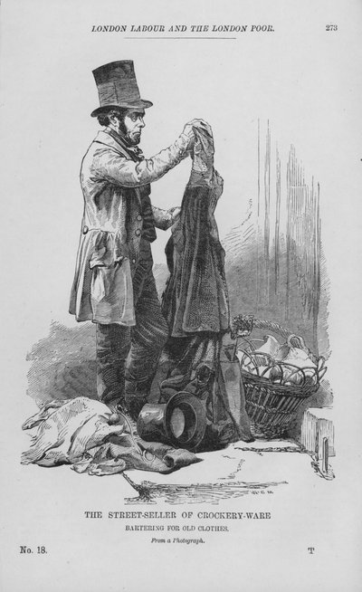 El vendedor callejero de loza (grabado) de English School