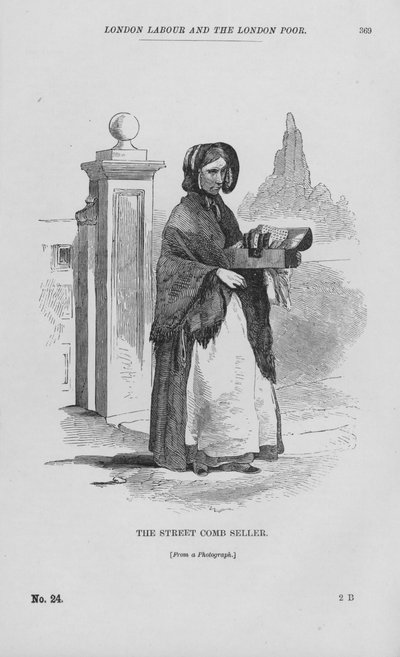 El vendedor callejero de peines (grabado) de English School