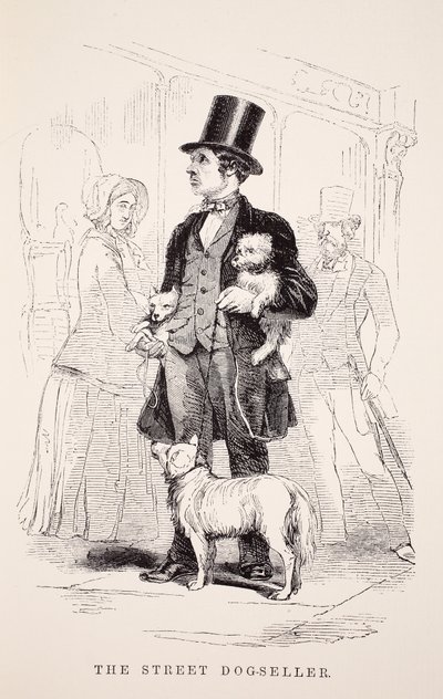 El Vendedor de Perros Callejero, ilustración de London Labour and London Poor por Henry Mayhew, pub. 1862 de English School