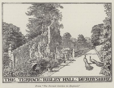 La Terraza, Risley Hall, Derbyshire (grabado) de English School