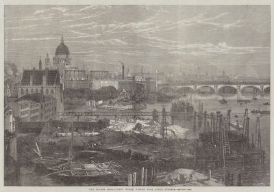 Obras del Embankment del Támesis, vista desde el King