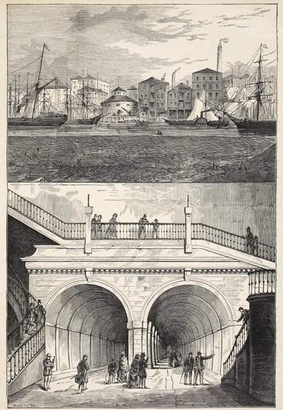 El túnel del Támesis (como apareció cuando se abrió originalmente al tráfico) de English School