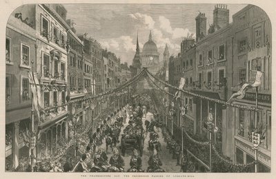 El Día de Acción de Gracias: la procesión pasando por Ludgate Hill de English School