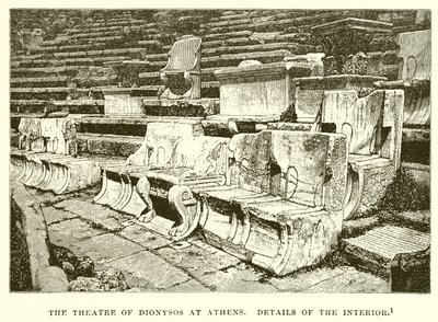 El teatro de Dionisos en Atenas (detalle) de English School