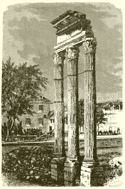 Las tres columnas del Templo de Cástor de English School