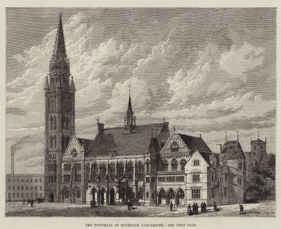 El Ayuntamiento de Rochdale, Lancashire (grabado) de English School