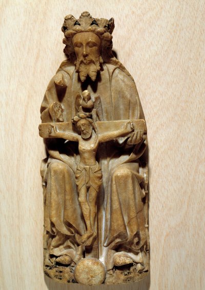 La Trinidad Dios tentó a su hijo Jesús en la cruz. Escultura en alabastro de la Escuela Inglesa. Siglo XV París, Museo Nacional de la Edad Media, Termas de Cluny de English School