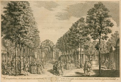 Los Arcos Triunfales, Estatua del Sr. Handel, en el Paseo Sur de Vauxhall Gardens, Londres de English School