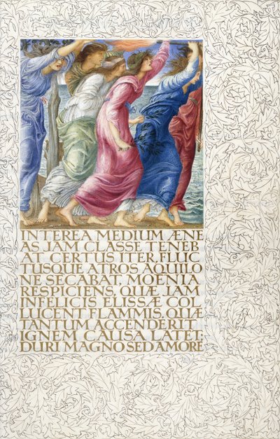 Los troyanos ven la pira funeraria de Dido, 1874-c.1919 de English School