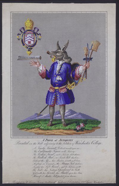 El sirviente fiel, pintado en la pared contigua a la cocina del Winchester College, Hampshire, por el poeta inglés John Hoskins en 1579 de English School