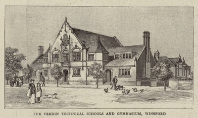 Las Escuelas Técnicas y Gimnasio Verdin, Winsford (grabado) de English School
