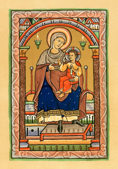 La Virgen y el Niño (litografía en color) de English School