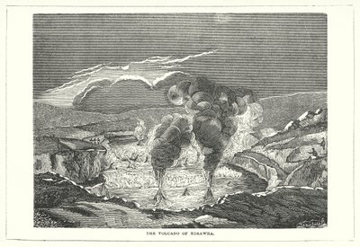 El volcán de Kirawra (grabado) de English School