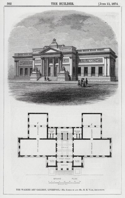 La Walker Art Gallery, Liverpool (grabado) de English School