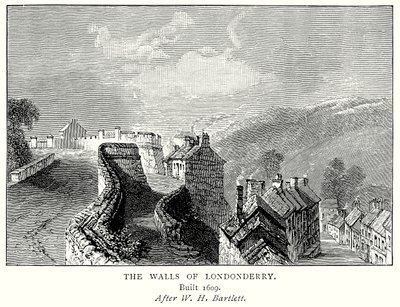 Las murallas de Londonderry (grabado) de English School